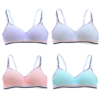 

12-18Y Teenage Girls Wireless Padded Bra Young girls Sport Puberty Underwear Adjustable 3row buckle Cotton Cup girl Training Bra