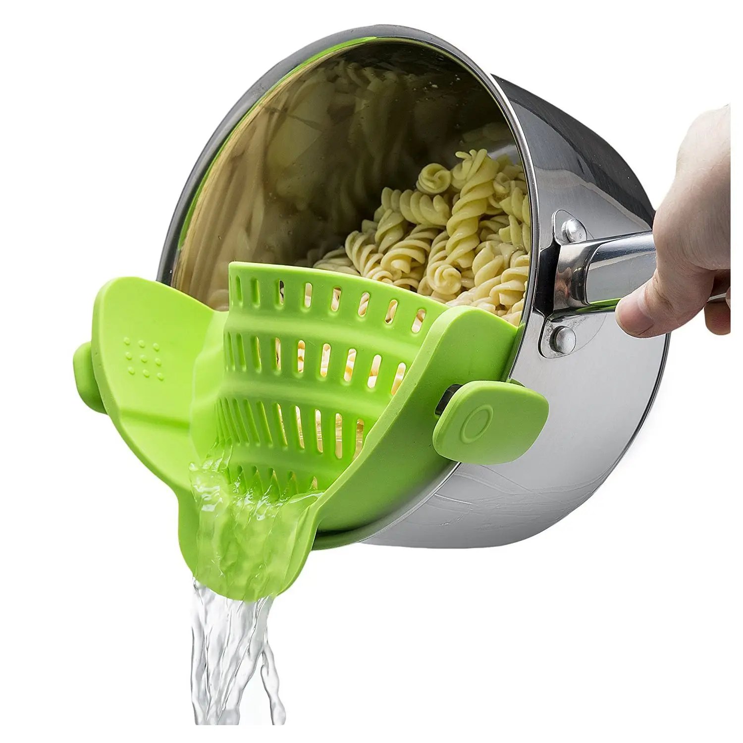

New Strainer Clip On Silicone Colander Fits all Pots and Bowls-lemon green