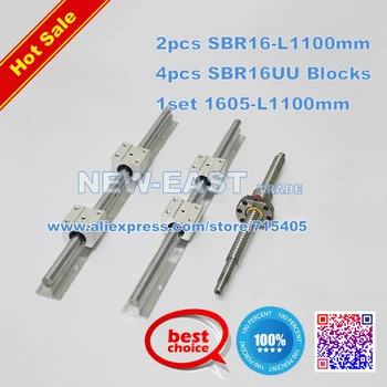 

2sets SBR16 -L1100mm linear support rail with SBR16UU block bearins + 1set 1605 Ballscrew -L1100mm for CNC X Y Z Axis