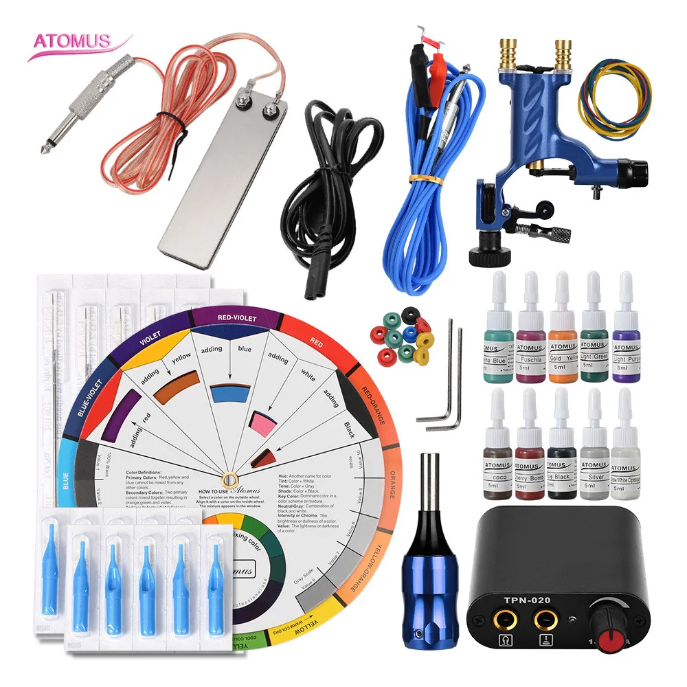 

Rotary Tattoo Machine Studio Pro Maquina De Tatuar Profesional Kit Tattoo Kits Iniciante Beginner Set Machine Pen Rotativa Tools