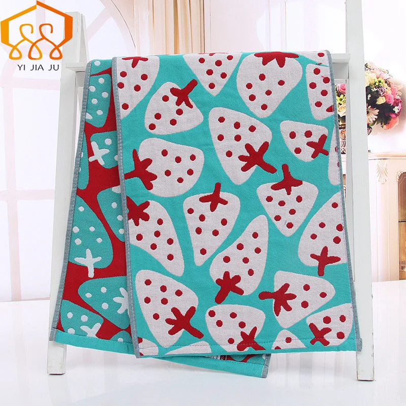 Strawberry Shape Cotton Hand Towel For Adult Gauze Magic Bath Towel Soft Super Absorbent Face Towels Bathroom Size 35*75cm 