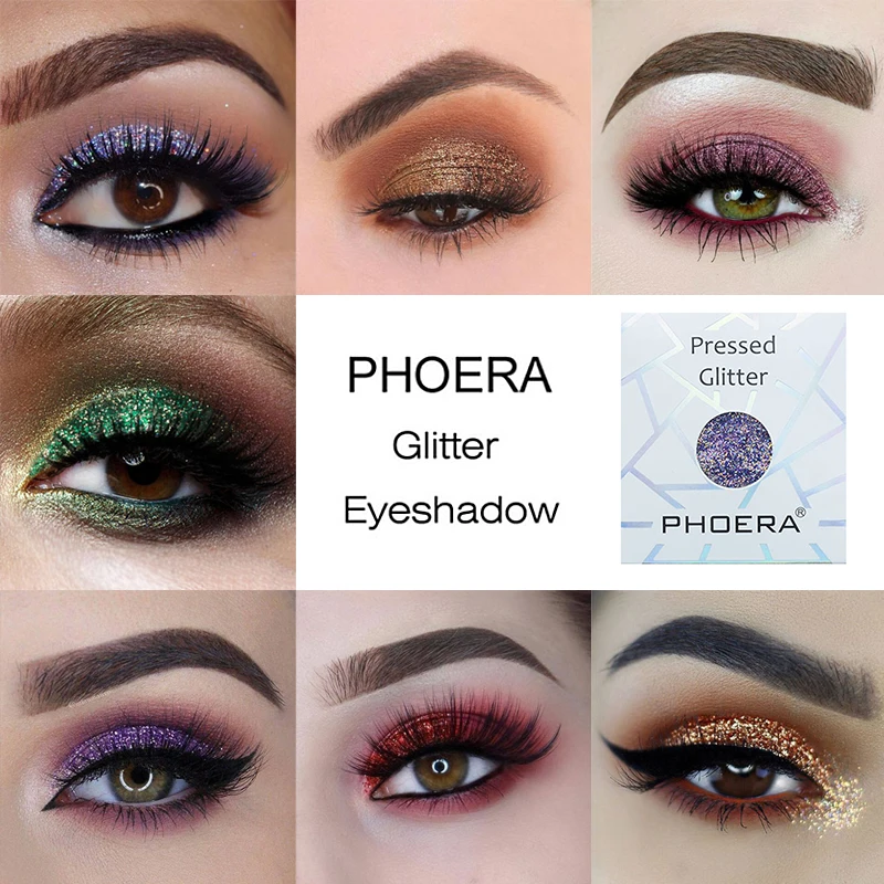

PHOERA 12 Colors Shimmer Glitter Eye Shadow Mini Waterproof Diamond Glitter Eyeshadow