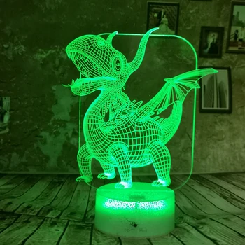 

Drop Shipping Cartoon Dinasaur LED 7 Colors RGB 3D Night Light Lamp USB Xmas Birthday Gifts Table Desk Bedroom Lamp For Kid Baby