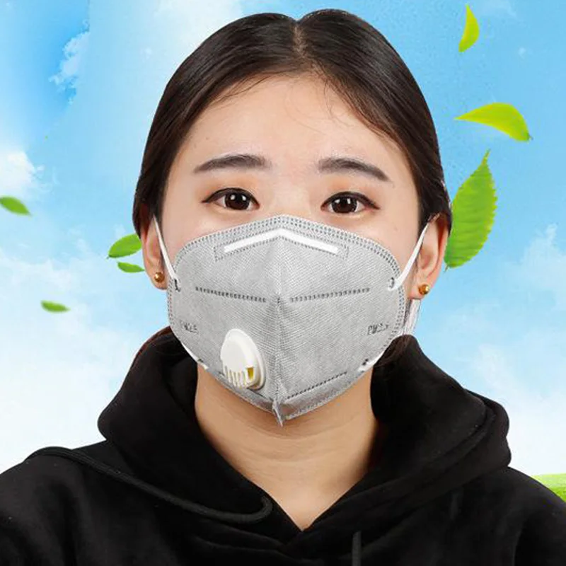 10 шт./лот PM2.5 рот маска Anti пыли дыхание клапан маски Анти дымке одноразовые маски защитные маски для защиты лица GKZ006
