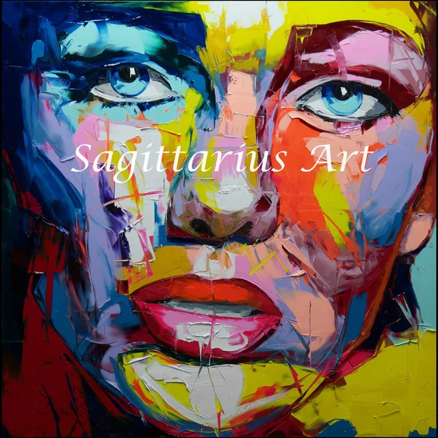 hand painted palette knife modern cool face abstract portraits