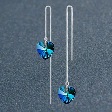 Plata de Ley 925 con el Platino Plateado Del Corazón de Cristal Pendientes de Gota de la Joyería de Mujer de Marca de Moda Envío Gratis (CE002)