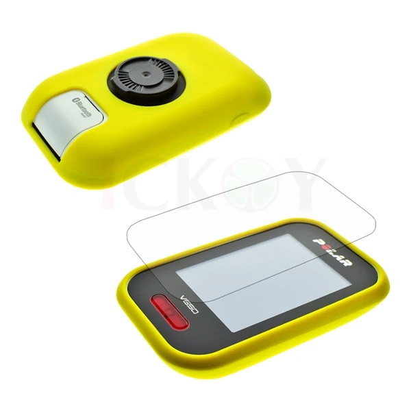На открытом воздухе езда на велосипеде силиконовый резиновый защитный красном корпусе+ пленка на экран lcd протектор для Полар-флиса V650 Аксессуары для GPS - Цвет: Цвет: желтый