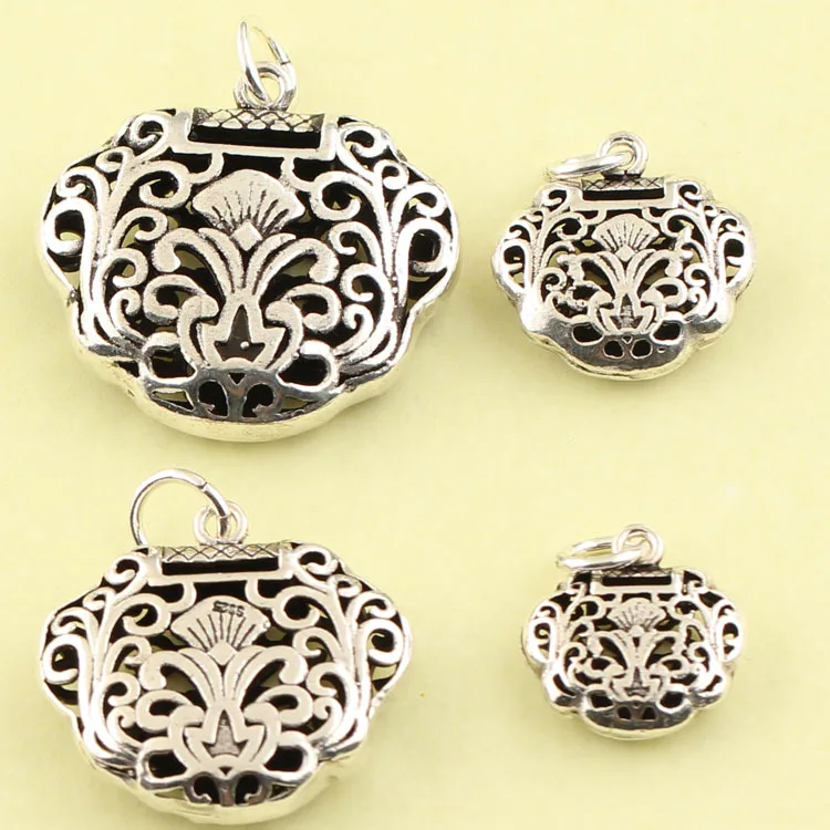 

2pcs 925 Sterling Silver Charms DIY Bracelet Necklace Pendant Hollow Safe Lock Orchid Pendant Charms For Jewelry Making XA1518
