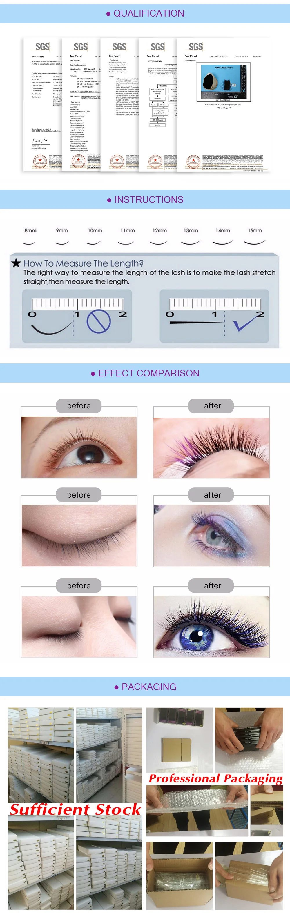 NAGARAKU 6 cases Ombre Color Purple blue Gradient rainbow color Individual eyelashes 0.07C eyelash extensions Premium soft mink