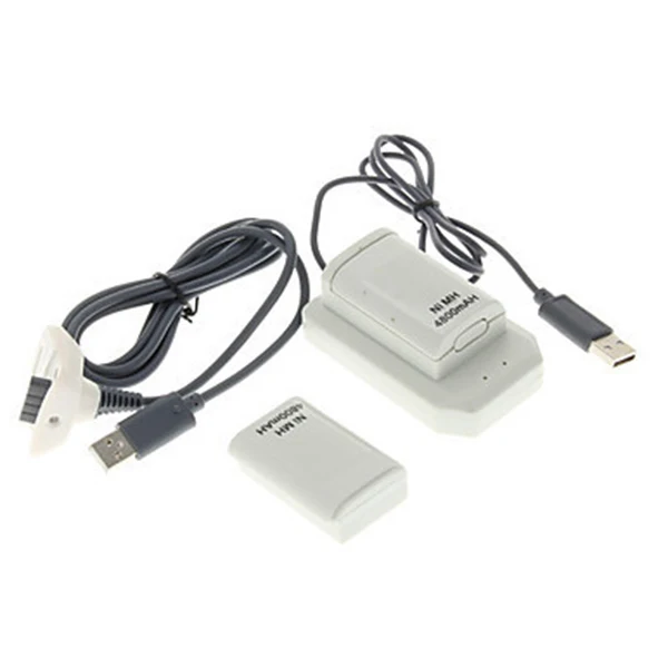 Double Rechargeable Battery+ USB Charger Cable Pack for XBOX 360 Wireless Controller