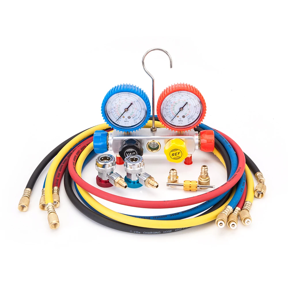R410 R134 R22 R407C двойной манометры коллектора клапан комплект с черный пластиковый