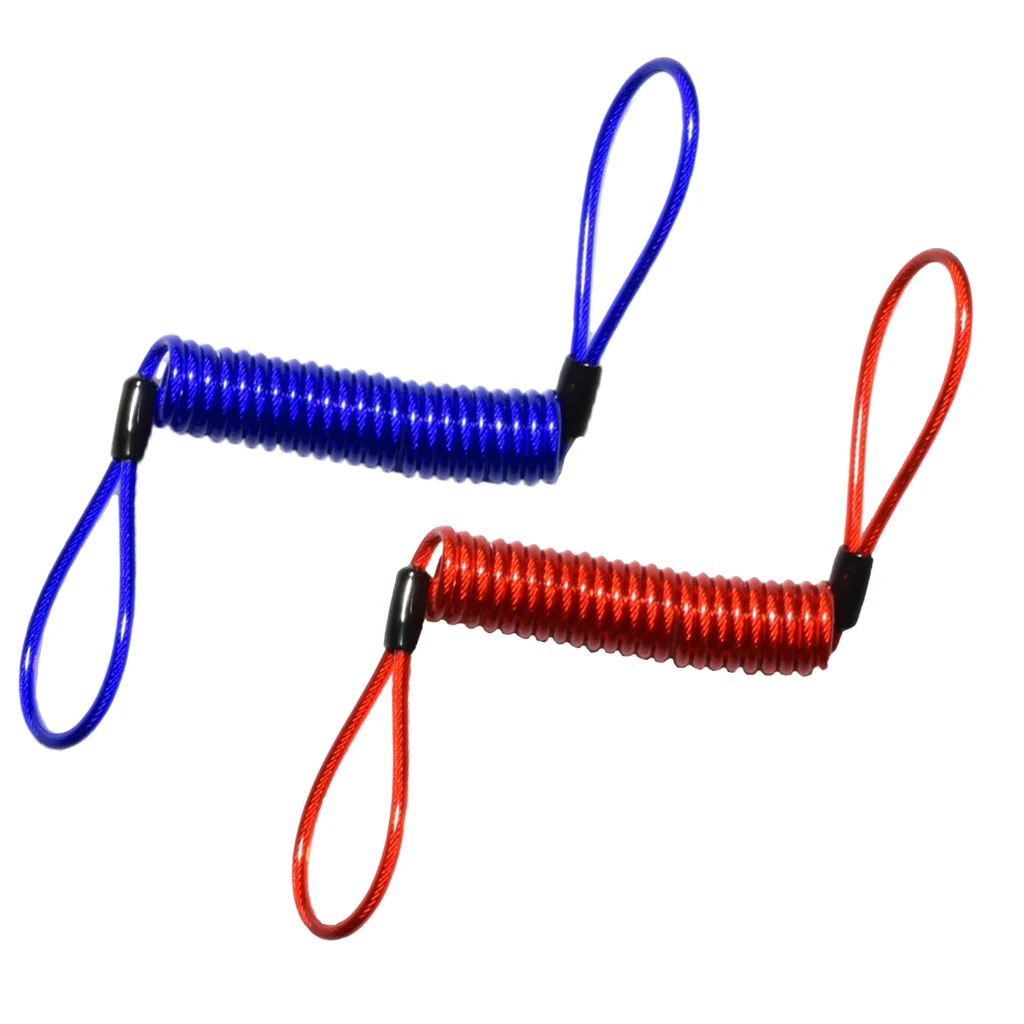 Синий+ красный 150 см аварийный диск замок безопасности пружинный кабель напоминание Мотоцикл Универсальный подходит для большинства мотоциклов ТПУ+ стальная проволока