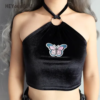 

HEYounGIRL Halter Tube Top Sexy Printed Tank Tops Strapless Bandeau Bra Summer Crop Black Cute Off Shoulder Women Clubwear Party