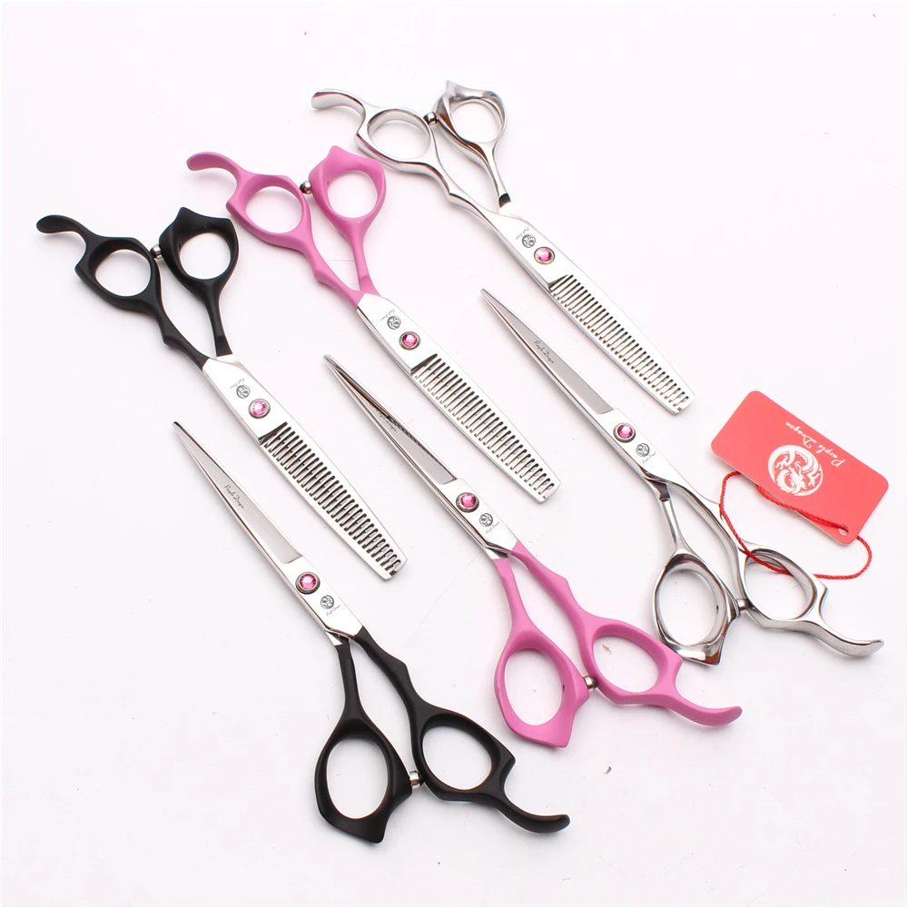 

6'' 17.5cm Purple Dragon Japan 440C Professional Human Hair Scissors Hairdressing Scissor Cutting Shears Thinning Scissors H1024