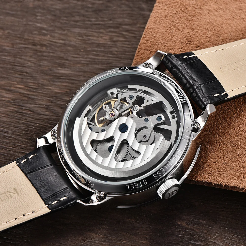 PAGANI дизайнерские деловые мужские часы Роскошные скелетные полые кожаные мужские наручные часы новые механические мужские часы Relogio Masculino