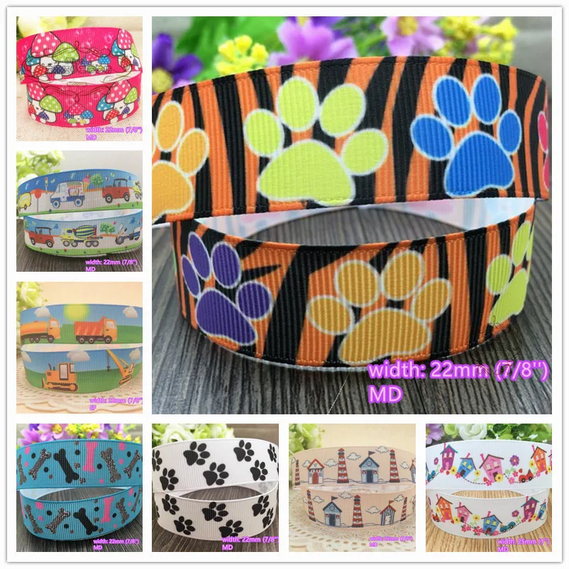 

18 styles to select 10 yards Popular pattern printed Grosgrain Ribbons Quality Tapes for hairbow gift pack clothing wear Bowknot