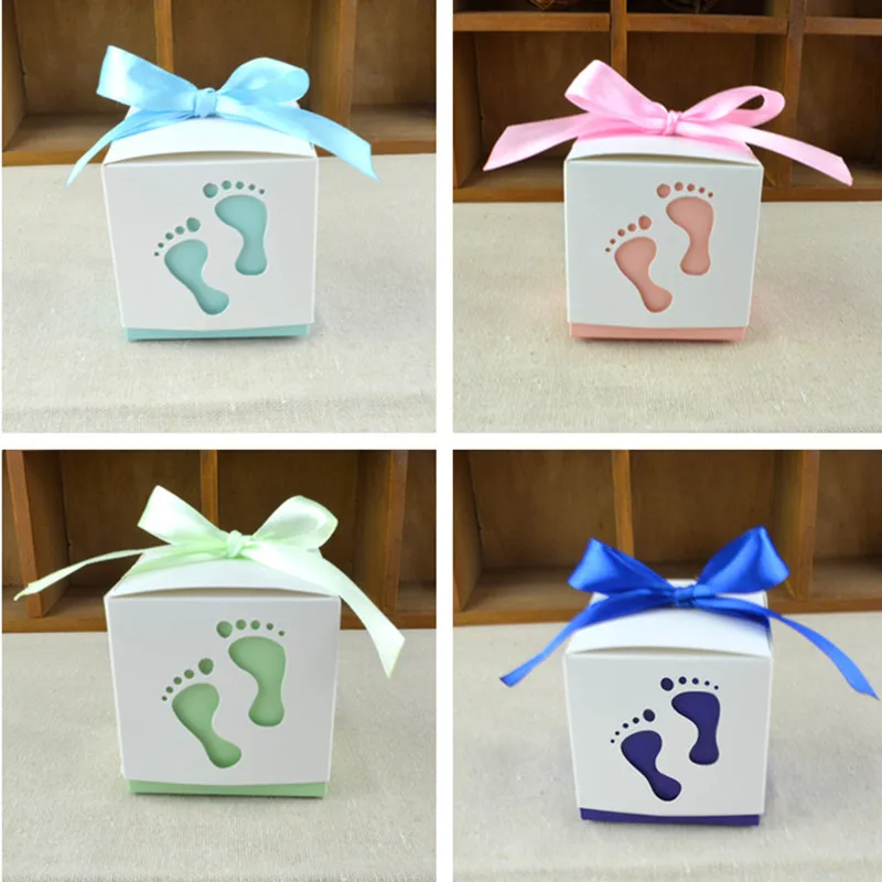 

20pcs Wedding Dragee Candy Box Feet Shape Party Wedding Baby Shower Favor Paper Gift Boxes Cookie Chocolate Wrapping Paper Bag