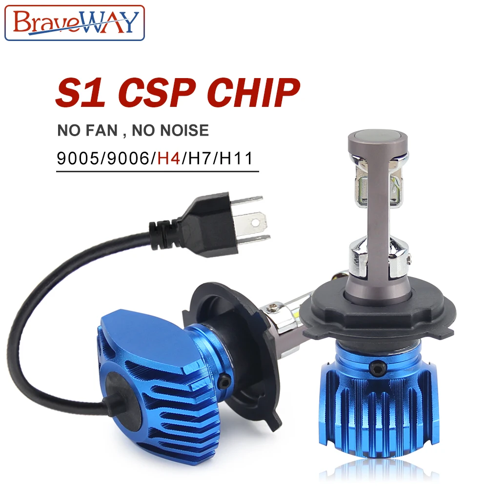 BraveWay H4 светодиодный головной фонарь H7 H11 H8 автомобильная лампа 9005 HB3 9006 HB4 12 в 80 Вт