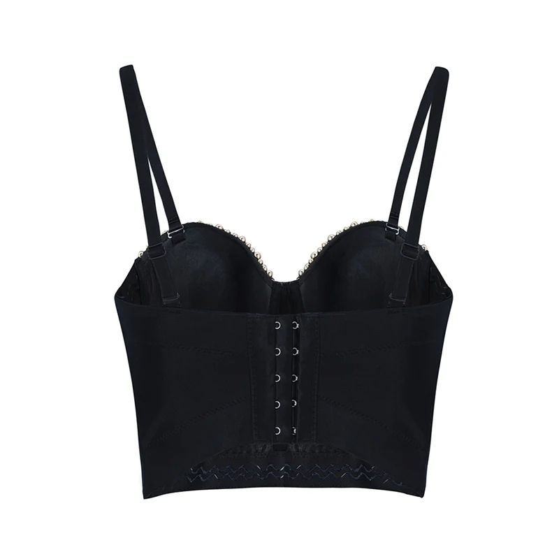 Bqueen, новинка, Vestidos, женские сексуальные платья без бретелек, v-образный вырез, бисер, заклепки, бодикон, короткий, модный топ, вечерние, для клуба, летний топ, жилет INS