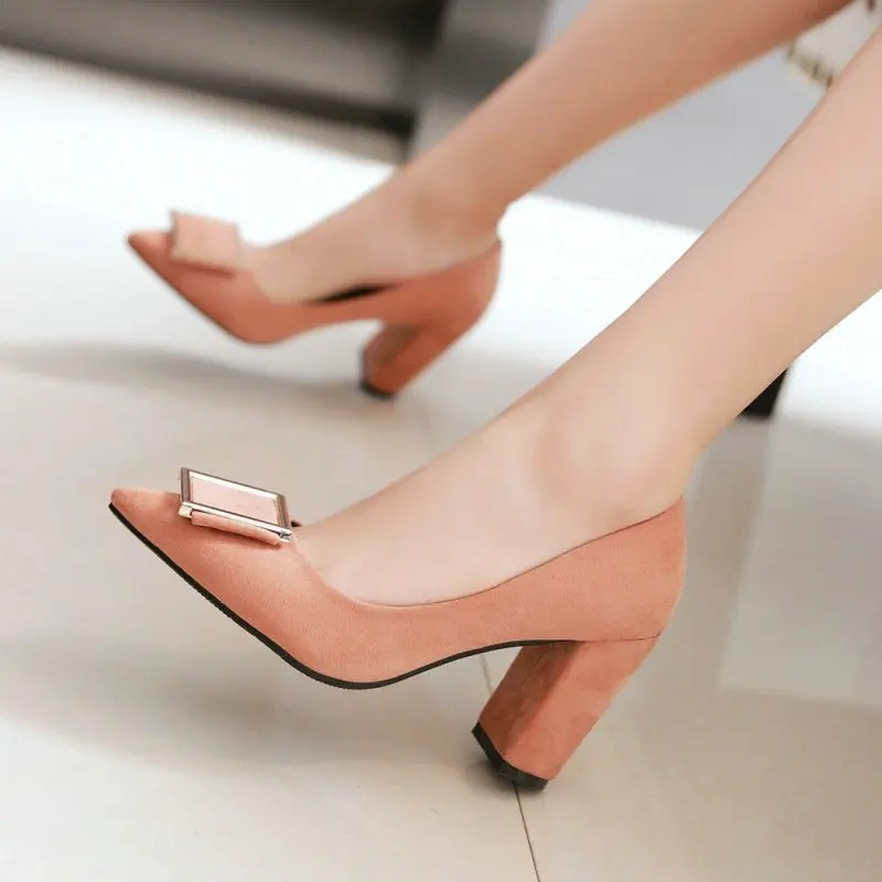 ZawsThia 2019 spring summer yellow red block high heels office career woman pumps shoes beautiful women dress stilettos shoes