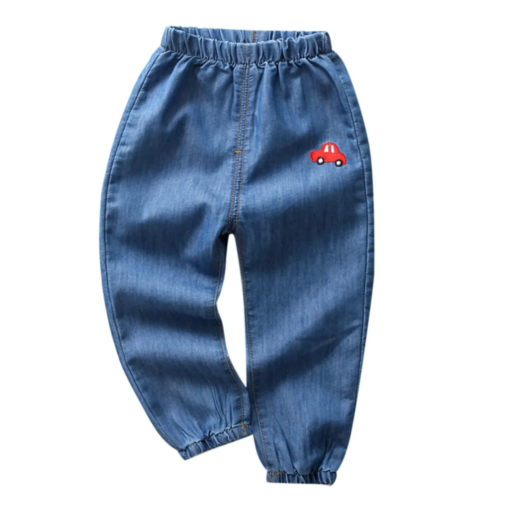 Детские джинсы противомоскитные штаны для маленьких мальчиков и девочек длинные джинсовые штаны с дырками и рисунками джинсовая одежда с эластичной резинкой на талии для 12 мес.-3 лет FR5 - Цвет: E