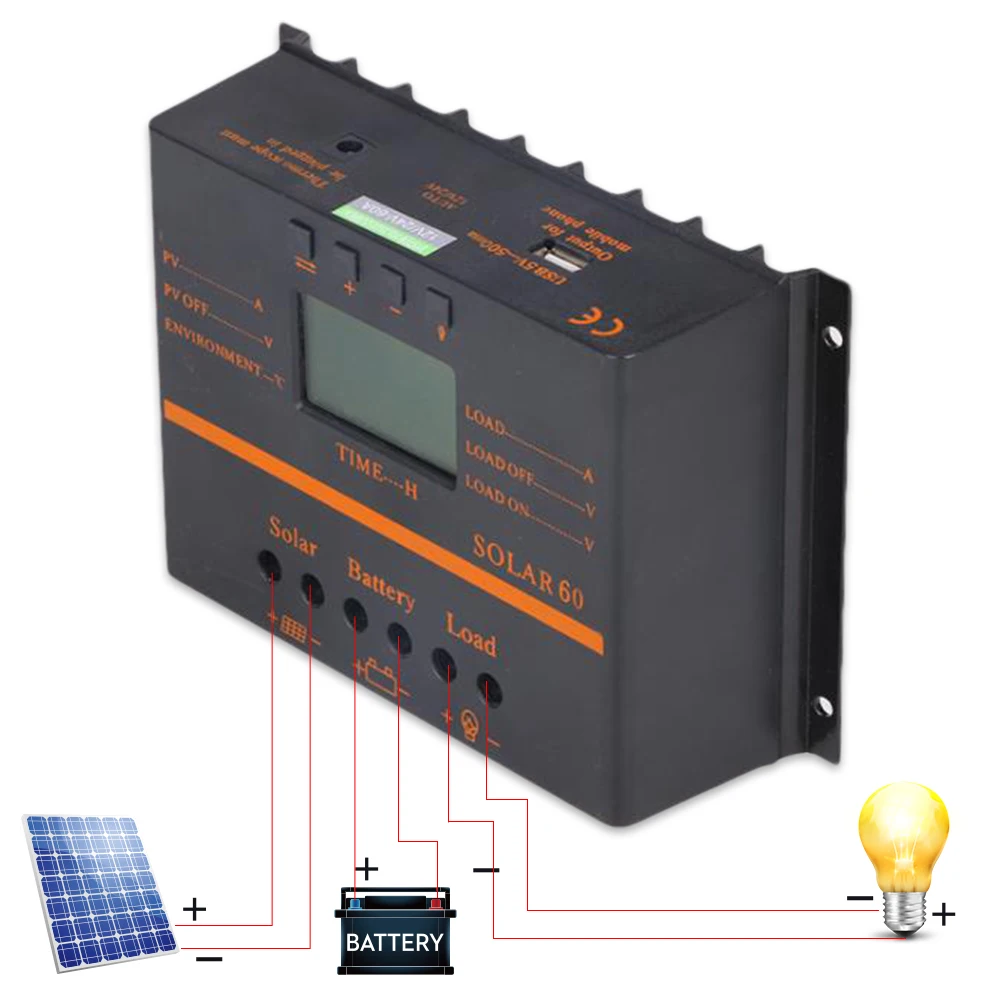 80A MPPT Солнечный контроллер PV Панель Контроллер заряда батареи Солнечная система 12 В 24 в 5 В USB зарядное устройство для домашнего использования