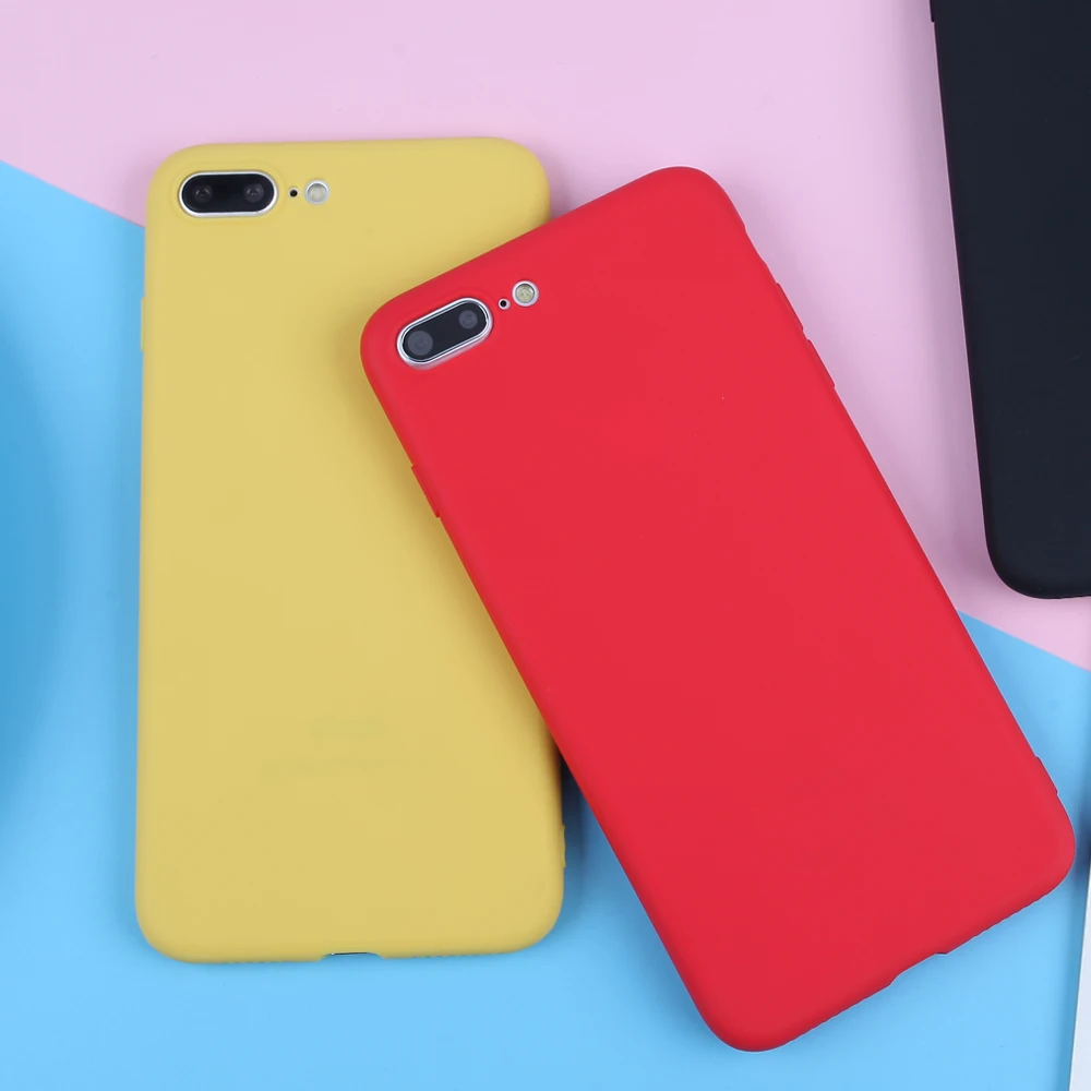 

Phone Case For iPhone X XR XS Max 7 Plus 8 6 6s SE 5 5S Colorful Candy Cases Silicone Matte Fundas Cover For iPhone 7 8 Plus