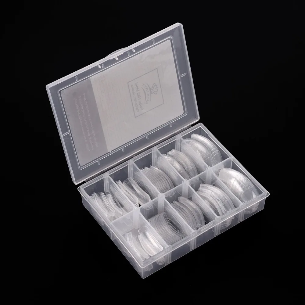 Molde do Unha Sistema de Unhas Formas com Escala Conjunto Pces Case Falso Claro Francês Cobertura Completa Polygel Unhas Dicas Acrílico A0517x 100 120 - 9 High Quality Beleza e saúde