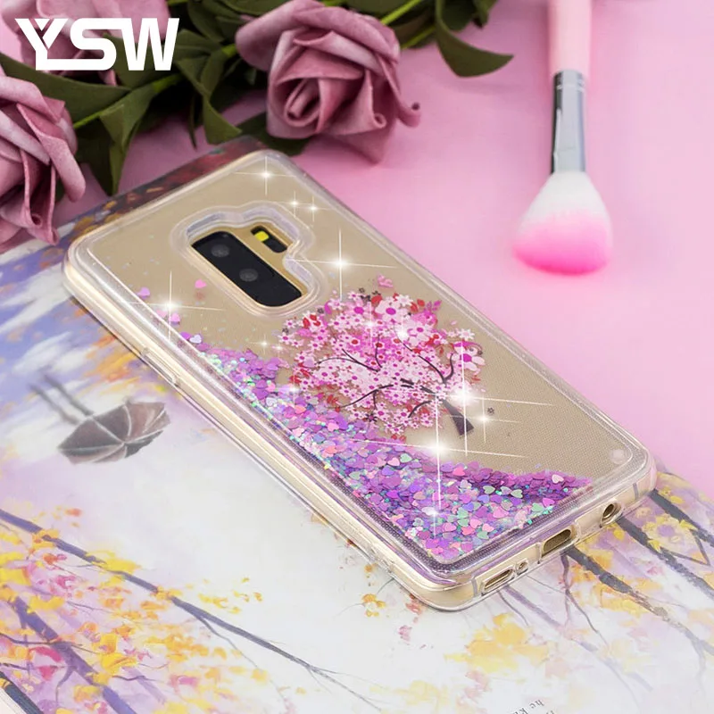 

YSW Quicksand Phone Case For Samsung Galaxy S9 S8 Plus S7 Edge A6 A8 2018 A5 2017 Case Cover Soft Silicone Back Cover Conque