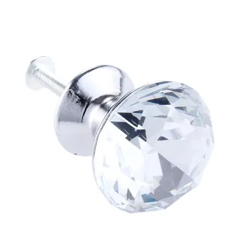 DRELD 1Pc 30mm Diamond Crystal Glass Knob Furniture Handle Drawer Cabinet Knobs and Handles Door Cupboard Kitchen Pull Handles