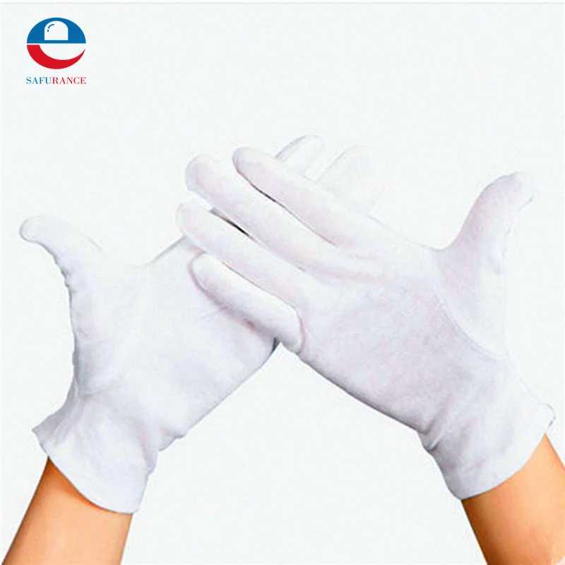

12 Pairs Elastic Nylon Yarn and Cotton Labor Working Gloves Hand Security Safely Protection Cover White