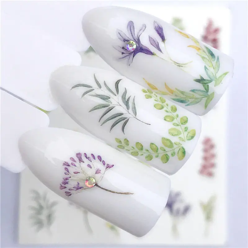 YWK 1 шт. зеленая трава/цветок/фрукты переводная наклейка для ногтей наклейки для творчества модные обертывания инструменты для маникюра