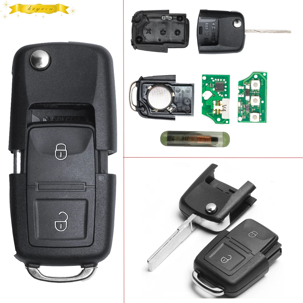KEYECU 3 кнопки дистанционного ключа с пустым лезвием+ ID48 чип 6QE 959 753 для Volkswagen 433 МГц