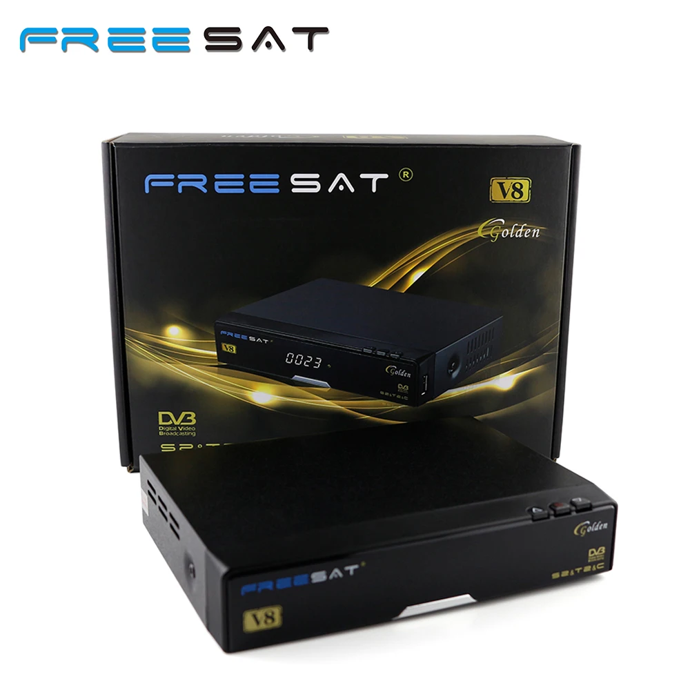 FREE SAT V8 Golden Satellite TV Receiver with USB Wifi Support Clines Full PowerVu DRE &Biss Key