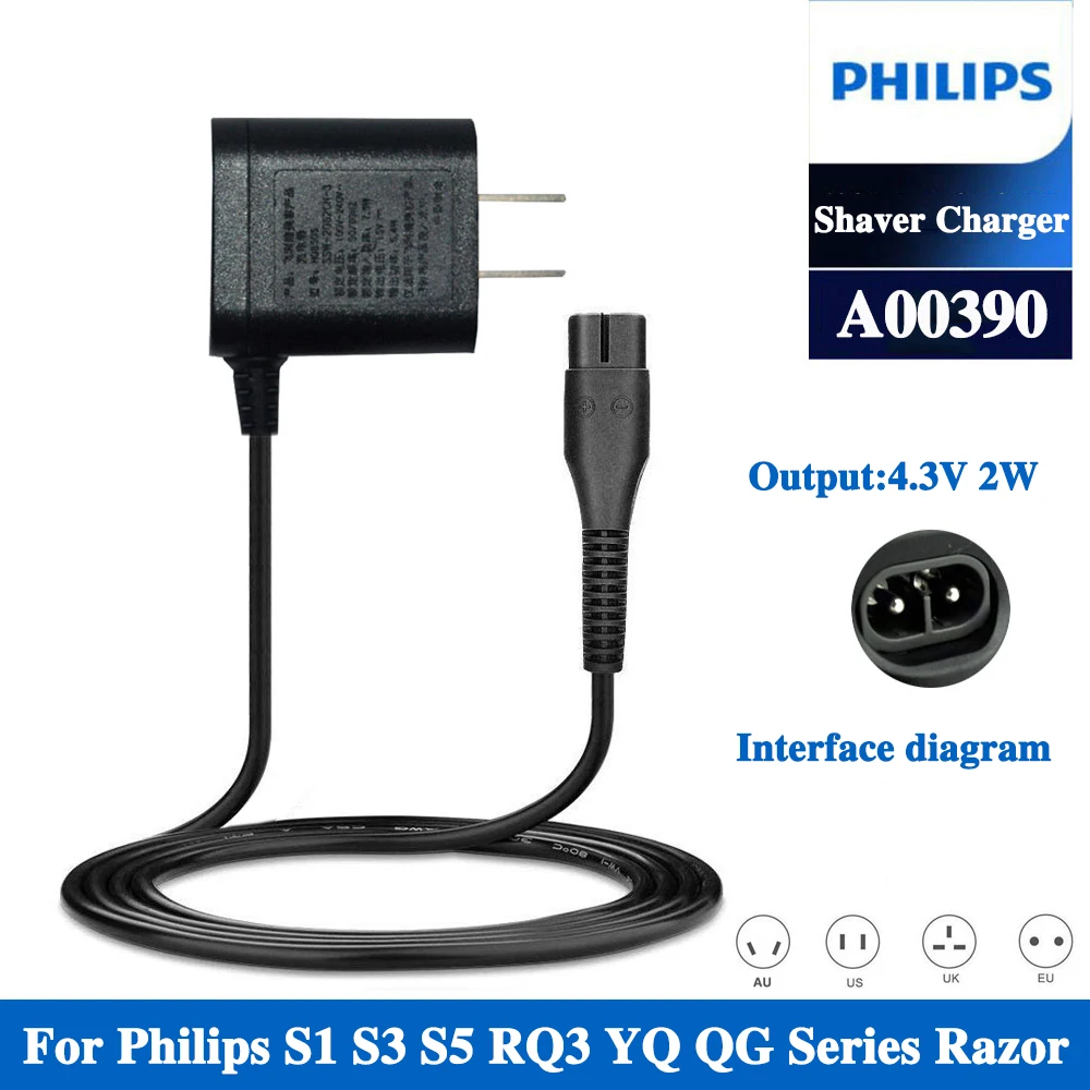 

EU Plug A00390 Charger Power Cord Adaptor For Philips Norelco Shaver S300 S301 S302 S311 S331 S510 S520 S530 A00390 Charger