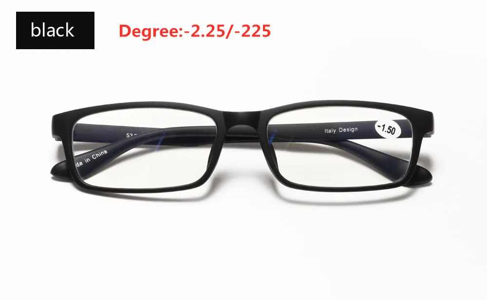 Вольфрамовая оправа для очков TR90 из углеродистой стали для женщин и мужчин, линзы для близорукости, оптические близорукие-1,0-1,25-1,5-1,75-2,0~-4,2 - Цвет оправы: Black Myopia225