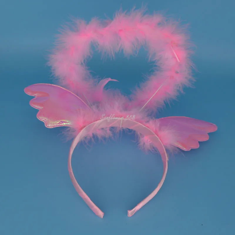 Новинка однотонное белое розовое ангельское крыло из перьев Halo Кольцо оголовье для женщин девочек принцесса Декор Аксессуары для волос