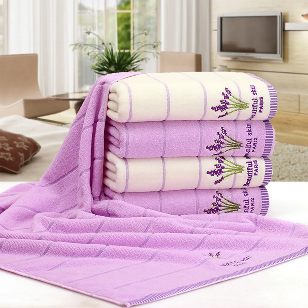 Cotton Embroidery Lavender Aromatherapy Soft Bath Hand Face Towel Sheet