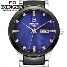 Switzerland Binger керамические наручные часы мужские модные кварцевые часы со стразами для влюбленных часы 100 м водонепроницаемость B-8007-6