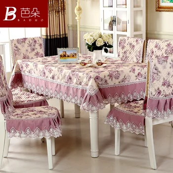

Modern simplicity waterproof table cloth cushion Backrest chair cover 18 style pastoral embroidered quilted Lace tablecloths