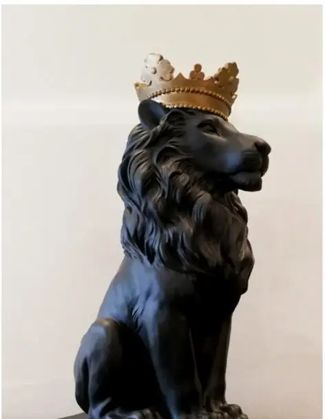 Черная Корона, статуя льва, украшения ручной работы, рождественские украшения, домашняя скульптура, escultura, аксессуары для украшения дома