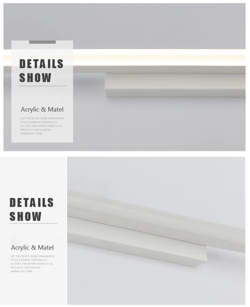 Horsten Modern Simple LED Wall Lamp Acrylic Mirror Lamp 406080100cm Long Bedroom Bathroom Mirror Lighting Wall Lights 110-220V (11)