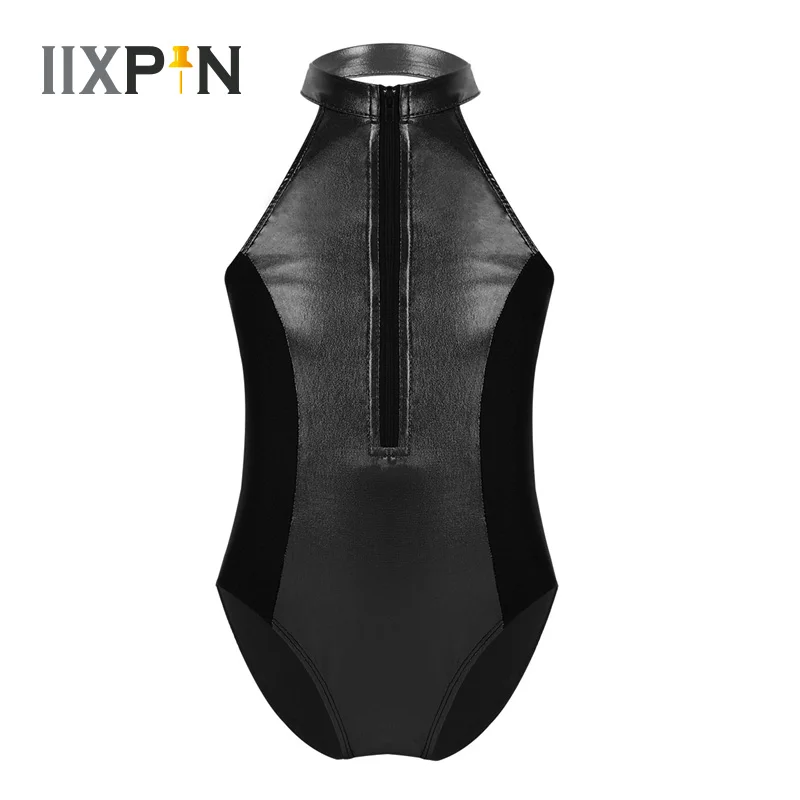 

IIXPIN Girls Ballet Leotard Dance Costume Sleeveless Zipper Open Back Splice Style Ballet Dance Gymnastics Leotard Bodysuit Kids