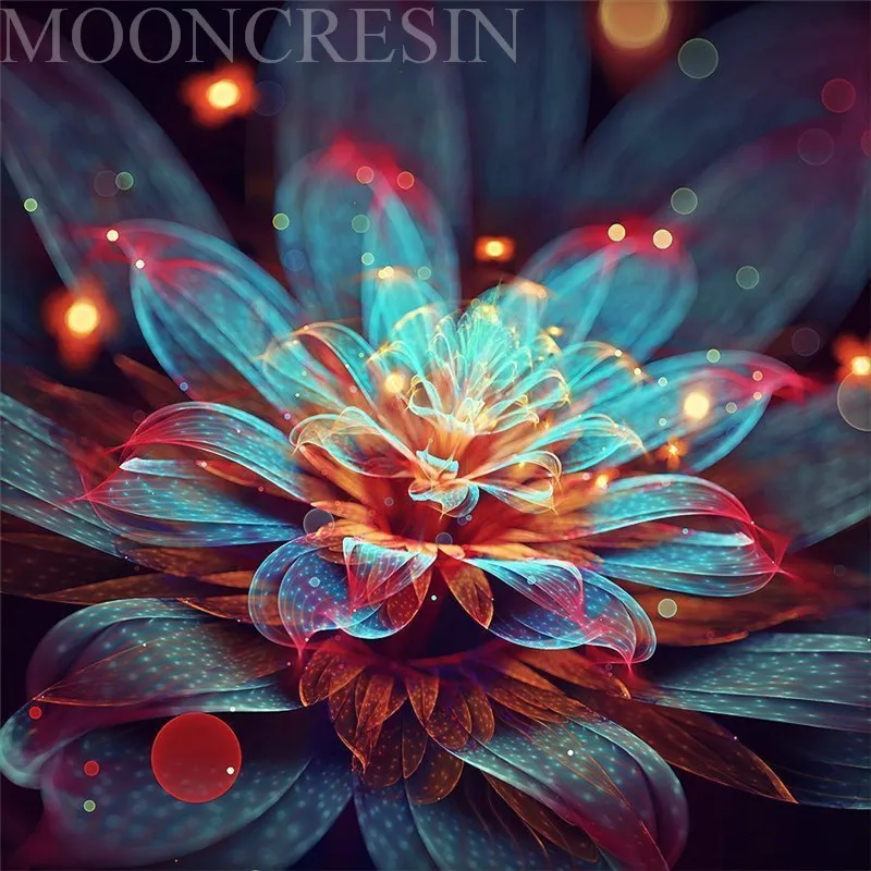 

5D Diy Diamond Painting Cross Stitch Flowers Under The Light Diamond Embroidery Full Round Mosaic Decoration Resin Stickers Kits