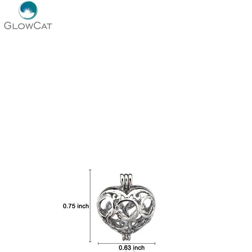 K74 10X/lot Сплав серебра 19 мм Сердце Любовь устрицы настоящая жемчужина клетка кулон