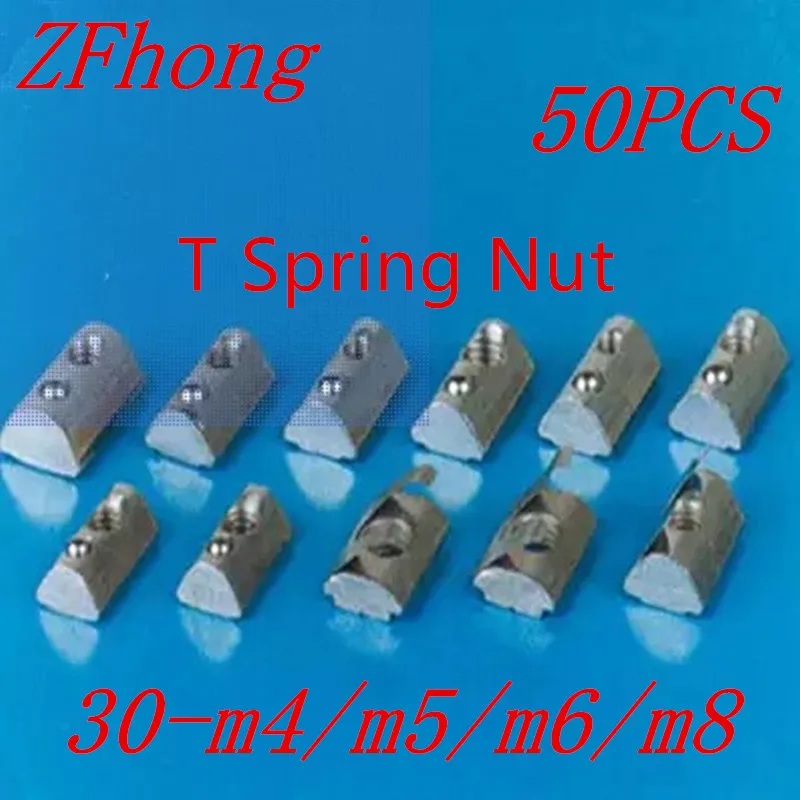 50PCS 30 series Roll in t Spring Nuts M4 M5 M6 m8 For 3030 Aluminum Profiles Groove 6in Nuts
