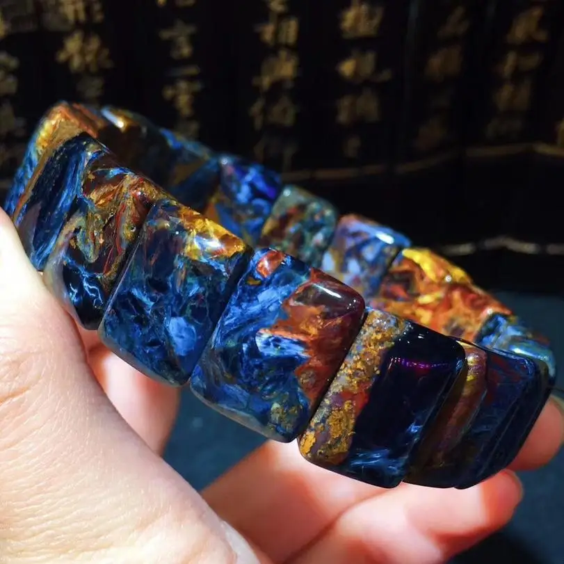 

Natural Blue Red Pietersite Bangle Bracelet 16.7x12x7mm Namibia Gemstone Barrel Rectangle Beads Woman Man Love Gift Bracelets