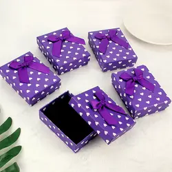 6 шт. фиолетовый квадрат маленькая Подарочная коробка с бантом Декор для свадьбы День рождения бирки декоративная обертка аксессуары для