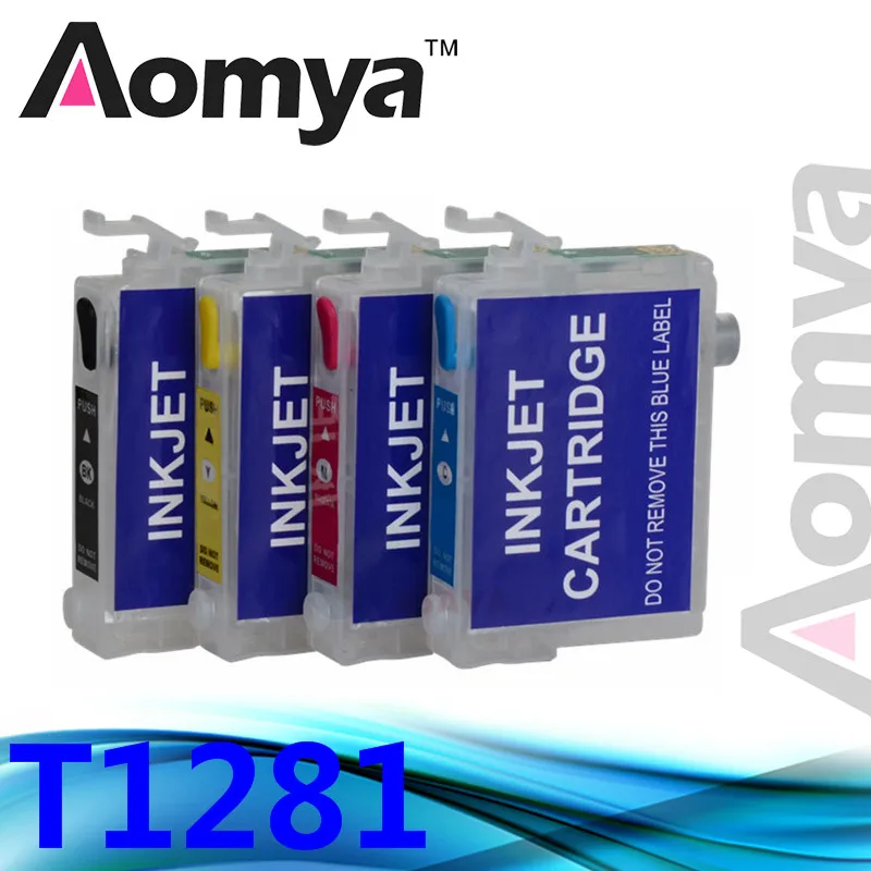 Многоразовый картридж Aomya Для epson t1281 t1282 t1283 t1284 чернильный для S22 SX125 SX130 SX235W SX420W SX430W