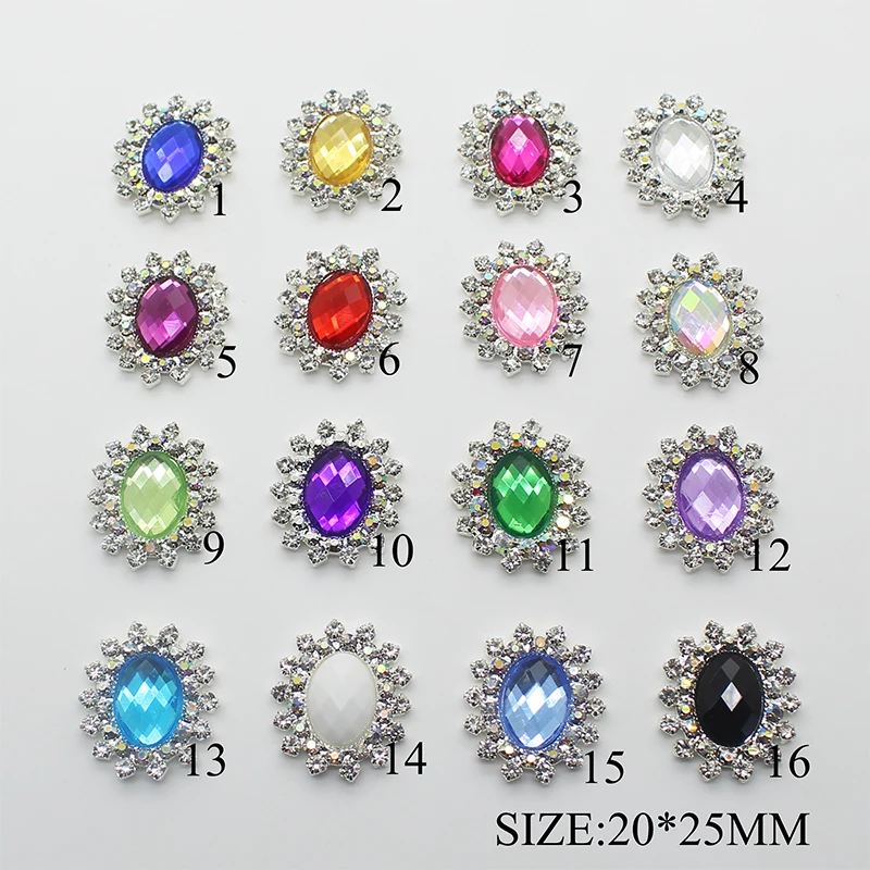 

10pcs/lot 20*25mm Acrylic Rhinestone Buttons for Clothes Metal Button DIY Handicraft Sewing Accessories